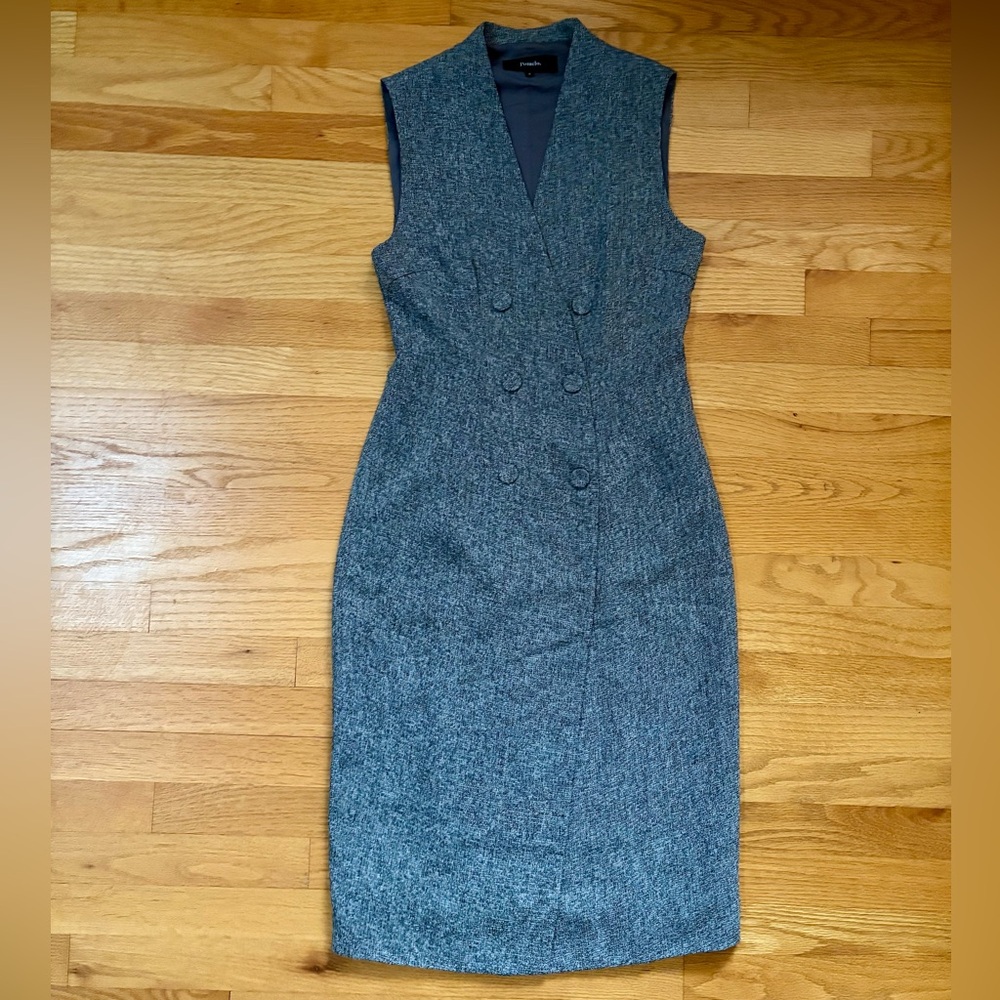 Gray Double-Breasted Midi Dress